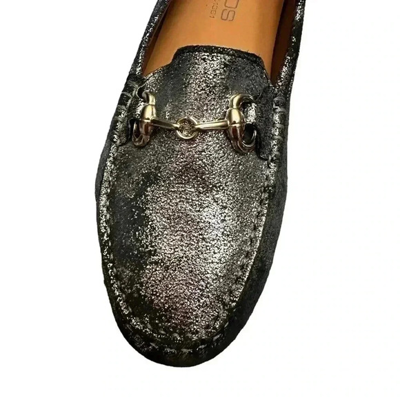 Boemos Italy Silver Metallic Suede Leather Loafer Flats Slip On Womens size 10 - Picture 4 of 15